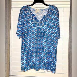 Chico’s Blue and Orange V-Neck